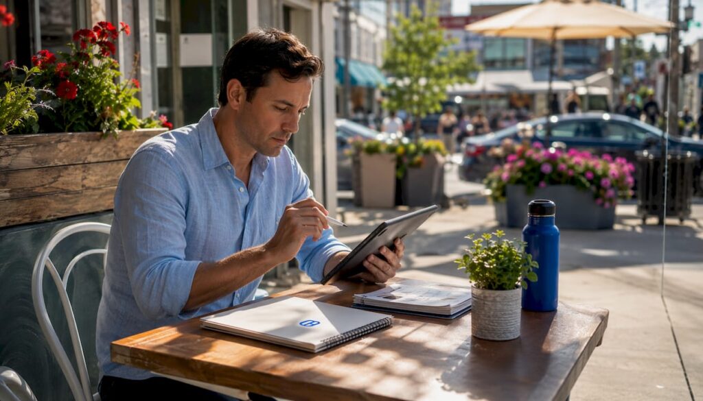 Small business owner scheduling appointments