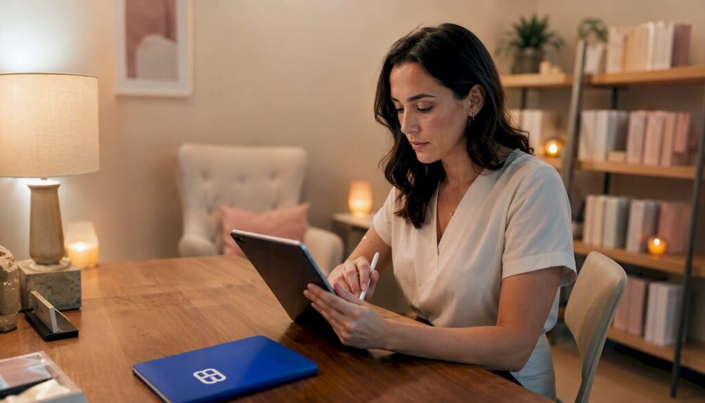 Med spa manager using scheduling software