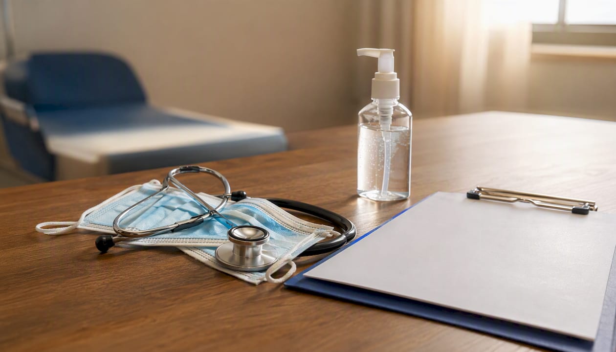 Healthcare preparation items on tray