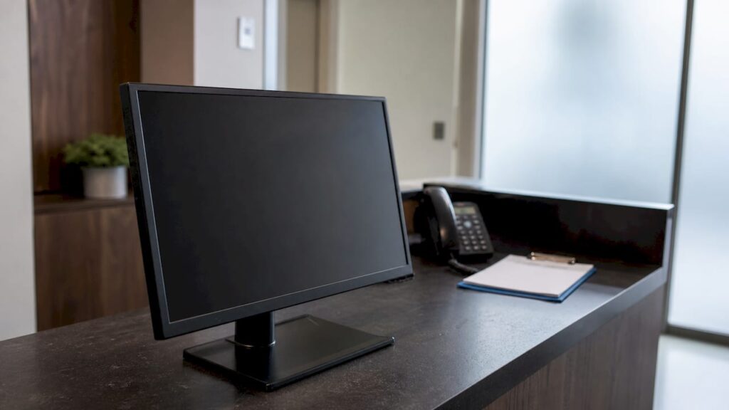 Healthcare desk with appointment scheduling tools