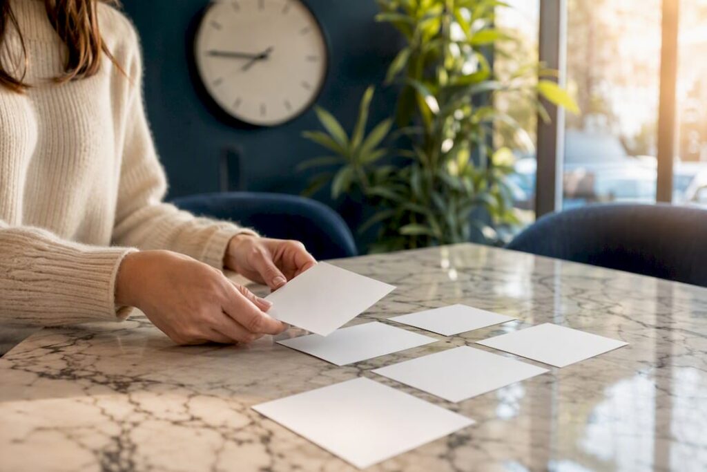 Hand holding phone and writing checklist