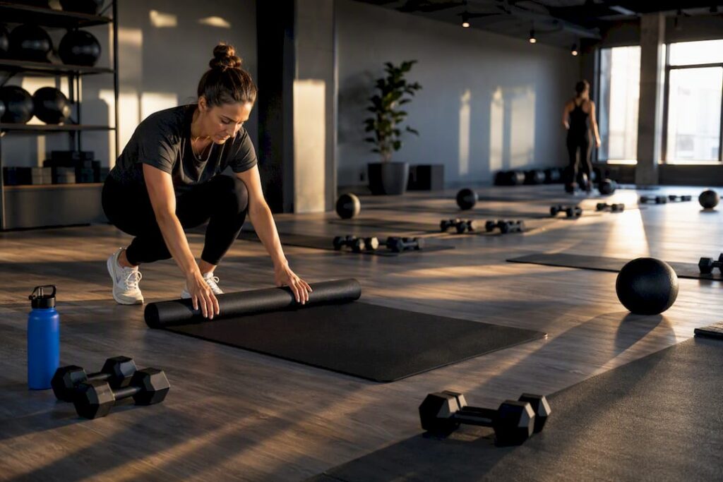 Organized fitness studio prepared for class bookings